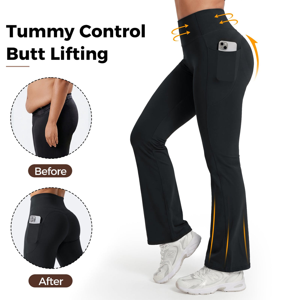 Advoce™ High-Waisted Tummy Control Pocket Flare Leggings